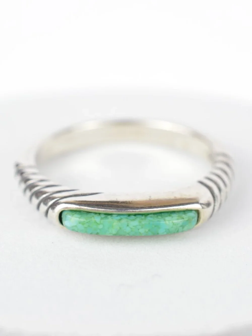Carolyn Pollack Relios Sterling Silver Turquoise Inlay Stacker Band Ring Size 6